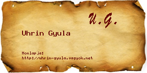 Uhrin Gyula névjegykártya
