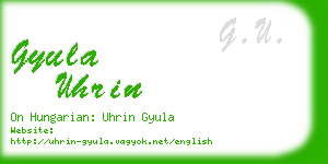 gyula uhrin business card